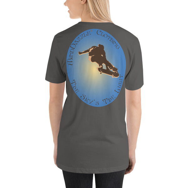 Asphalt Color T-shirt of Skateboarder with message: The Sky's The Limit