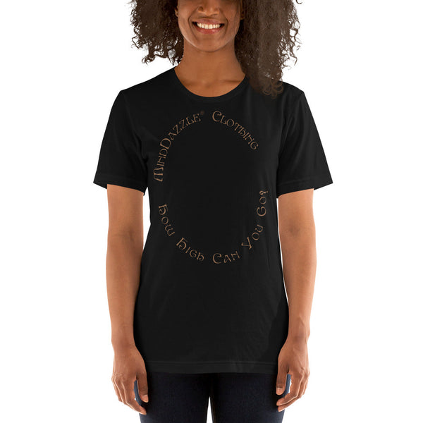 Black Color T-shirt of Skateboarder: Front text: How High Can You Go?