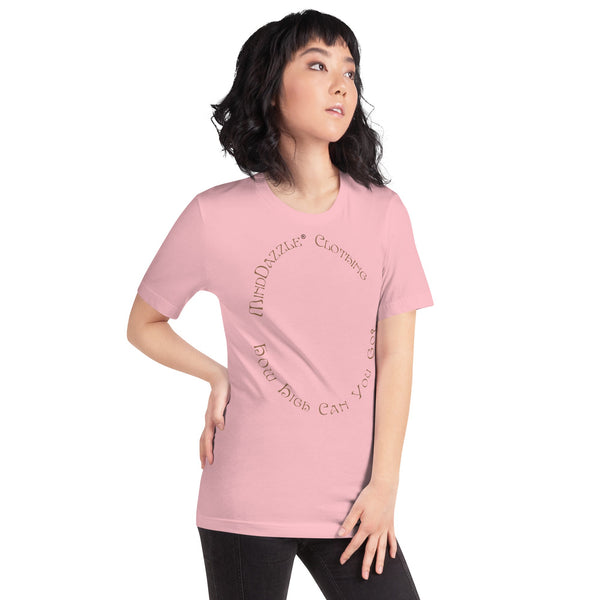 Pink Color T-shirt of Skateboarder: Front text: How High Can You Go?