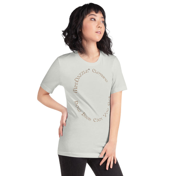 Silver Color T-shirt of Skateboarder: Front text: How High Can You Go?
