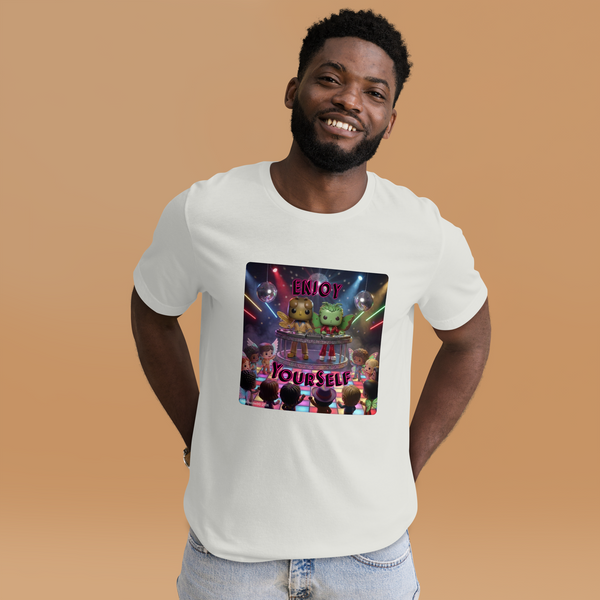 1970s Retro Disco T-Shirt: Silver:  Enjoy Yourself