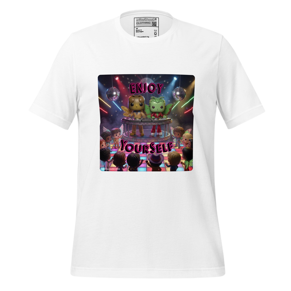 1970s Retro Disco T-Shirt: White:  Enjoy Yourself