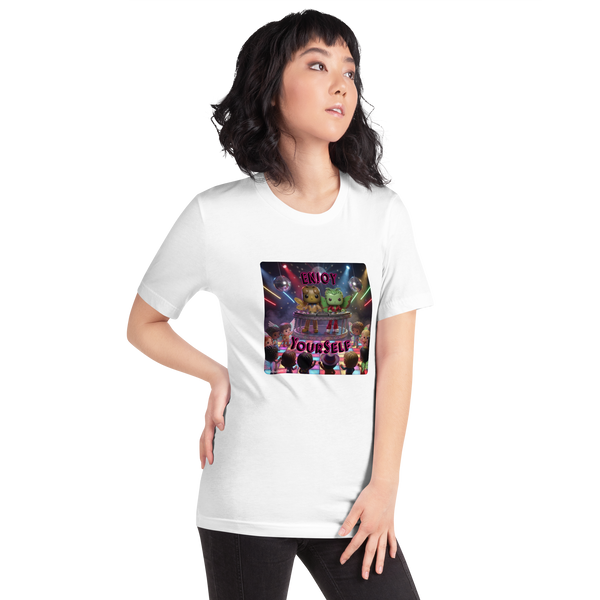 1970s Retro Disco T-Shirt: White:  Enjoy Yourself