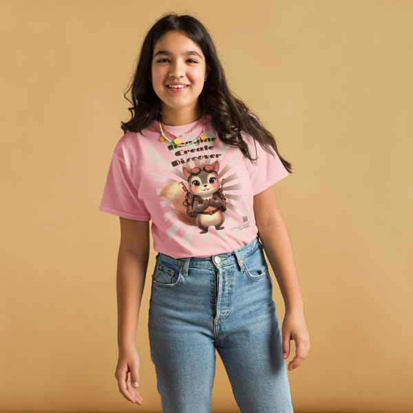Imagine-Create-Discover Graphic T-Shirt: View: Front: Color: Soft Pink