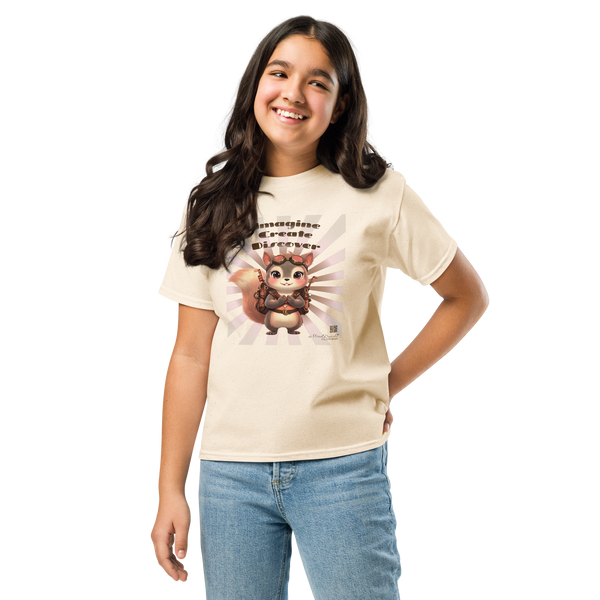 Imagine-Create-Discover Graphic T-Shirt: View: Front: Color: Cream