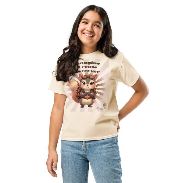 Imagine-Create-Discover Graphic T-Shirt: View: Front: Color: Cream