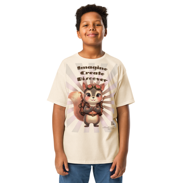 Imagine-Create-Discover Graphic T-Shirt: View: Front: Color: Cream