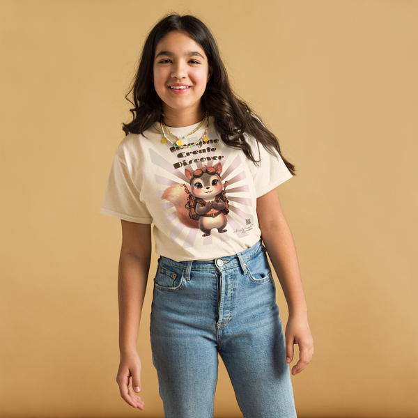 Imagine-Create-Discover Graphic T-Shirt: View: Front: Color: Cream