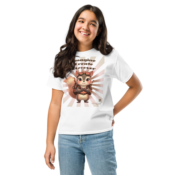 Imagine-Create-Discover Graphic T-Shirt: View: Front: Color: Ivory White