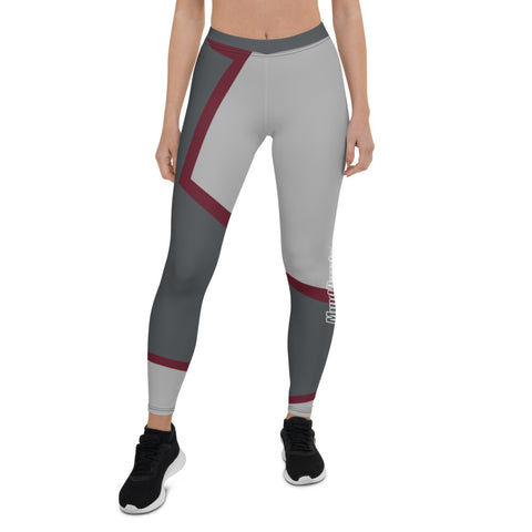 Color Block Leggings - Graphite / Wine / Silver