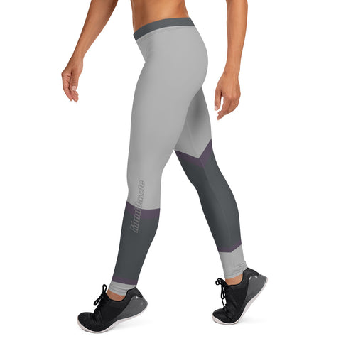 Color Block Leggings - Graphite / Mauve / Silver