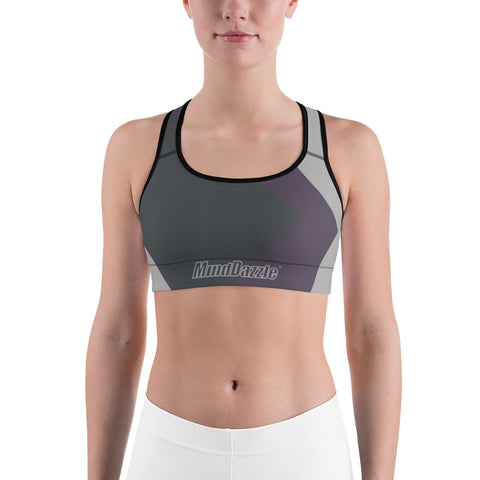 Color Block Sports Bra - Graphite / Mauve / Silver