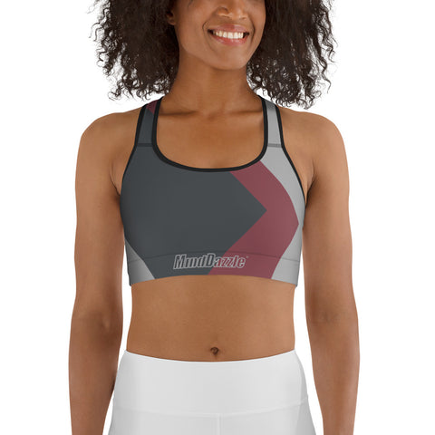 Color Block Sports Bra - Graphite / Rose Gold/ Silver