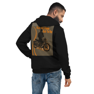 A Hollywood Story: Motorcycle, Man, Follow Your Dream, Black color Hoodie