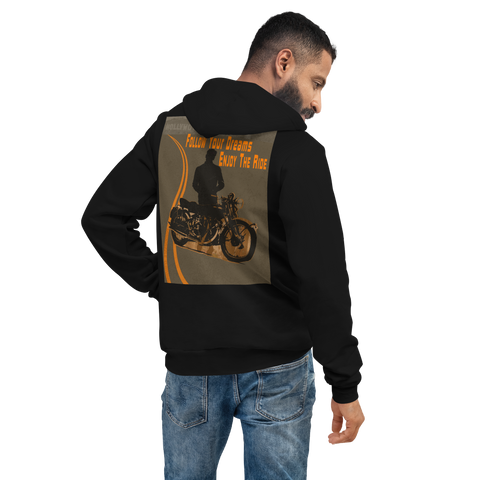 A Hollywood Story: Motorcycle, Man, Follow Your Dream, Black color Hoodie