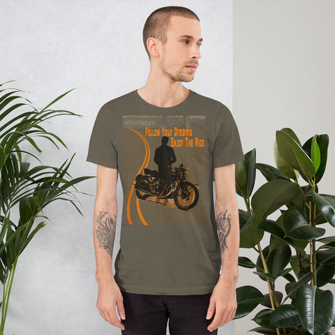 A Hollywood Story: Follow Your Dreams-Enjoy The Ride, Motorcycle, Man, Black T-Shirt