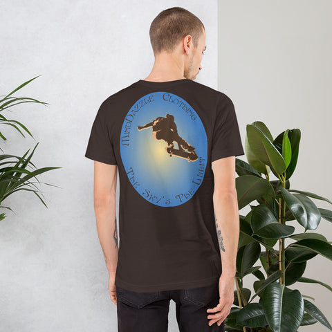 Brown Color T-shirt of Skateboarder with message: The Sky's The Limit